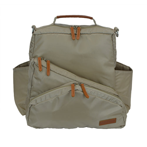 Out & About Tan Convertible Backpack Diaper Bag Front