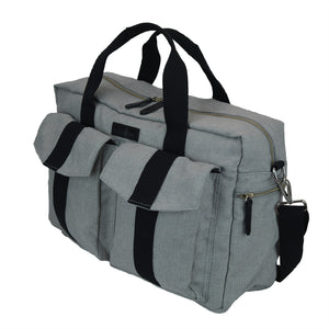 All Aboard Unisex Diaper Bag in Gray and Black
